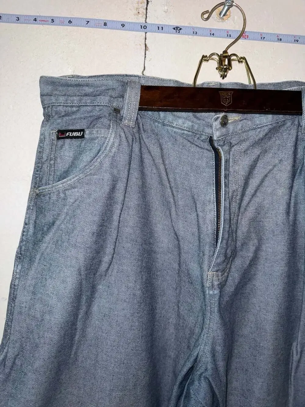 Vintage FUBU The Collection Baggy Carpenter Cargo Denim Jeans Size 42